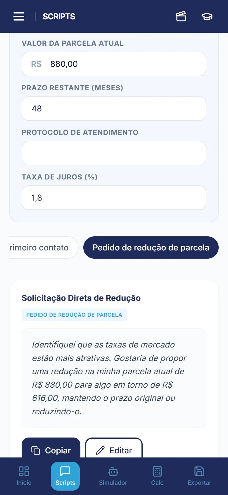 Tela inicial do App Kit Renegociação Consignado